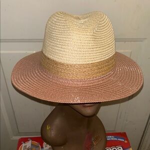 Two-Tone Straw Fedora Hat